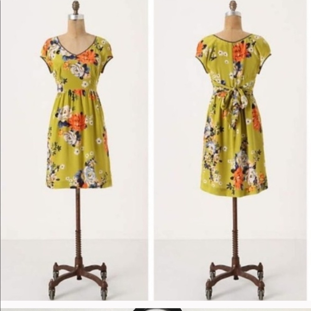 Anthro Silk Floral Dress